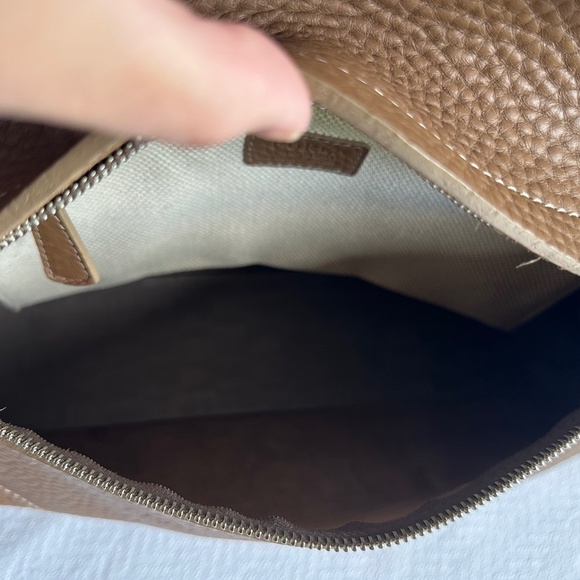 Furla Cross Embossed Makeup Bag/Case, Dark Camel/Taupe - Picture 5 of 7